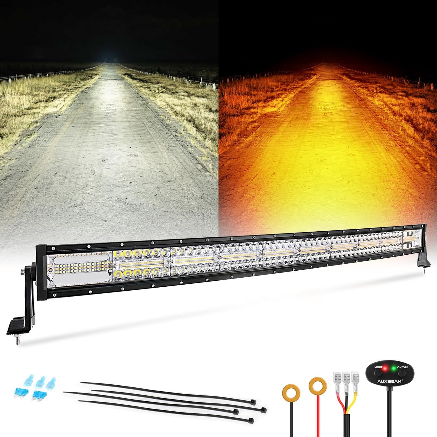 Auxbeam 42 Inch 240W Curved LED Light Bar with 6 Modes