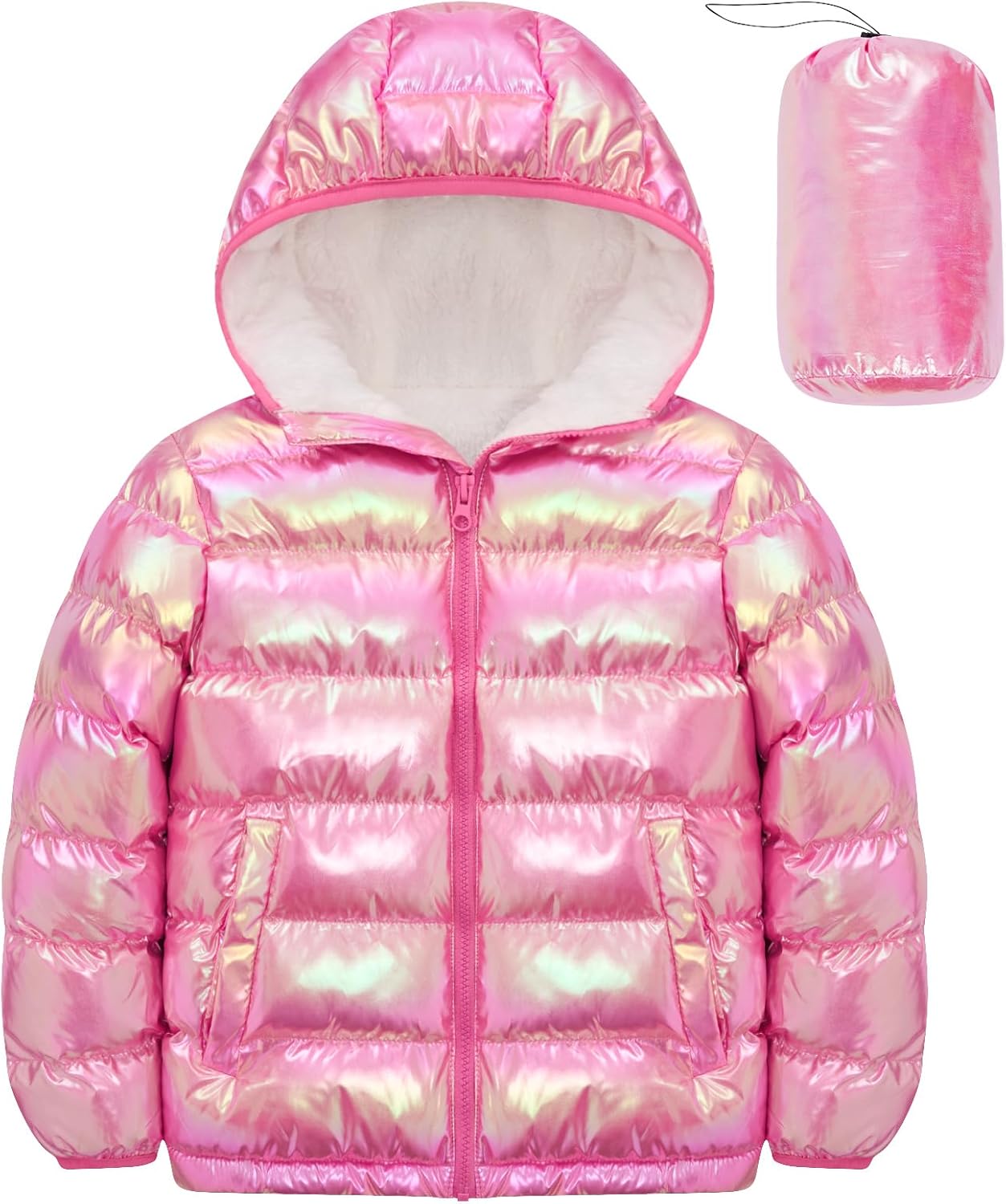 Lovekider Girls Metallic Shine Hooded Puffer Jacket for Winter