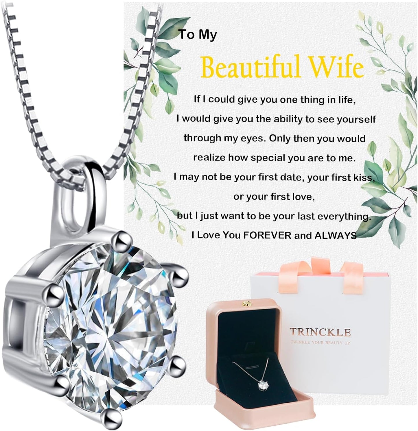 1-3 Carat Moissanite Necklace for Anniversary Gifts for Her