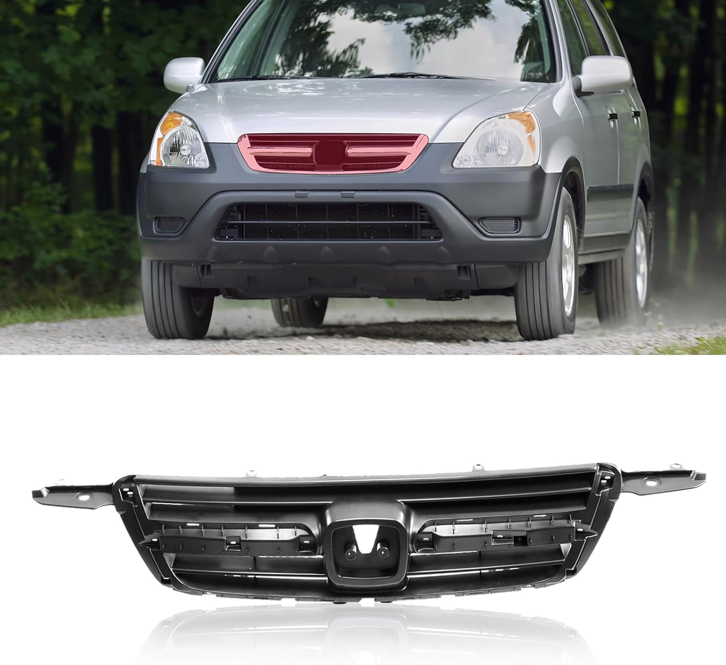 CarPartsDepot Front Dark Gray Grille for 2002-2004 Honda CR-V