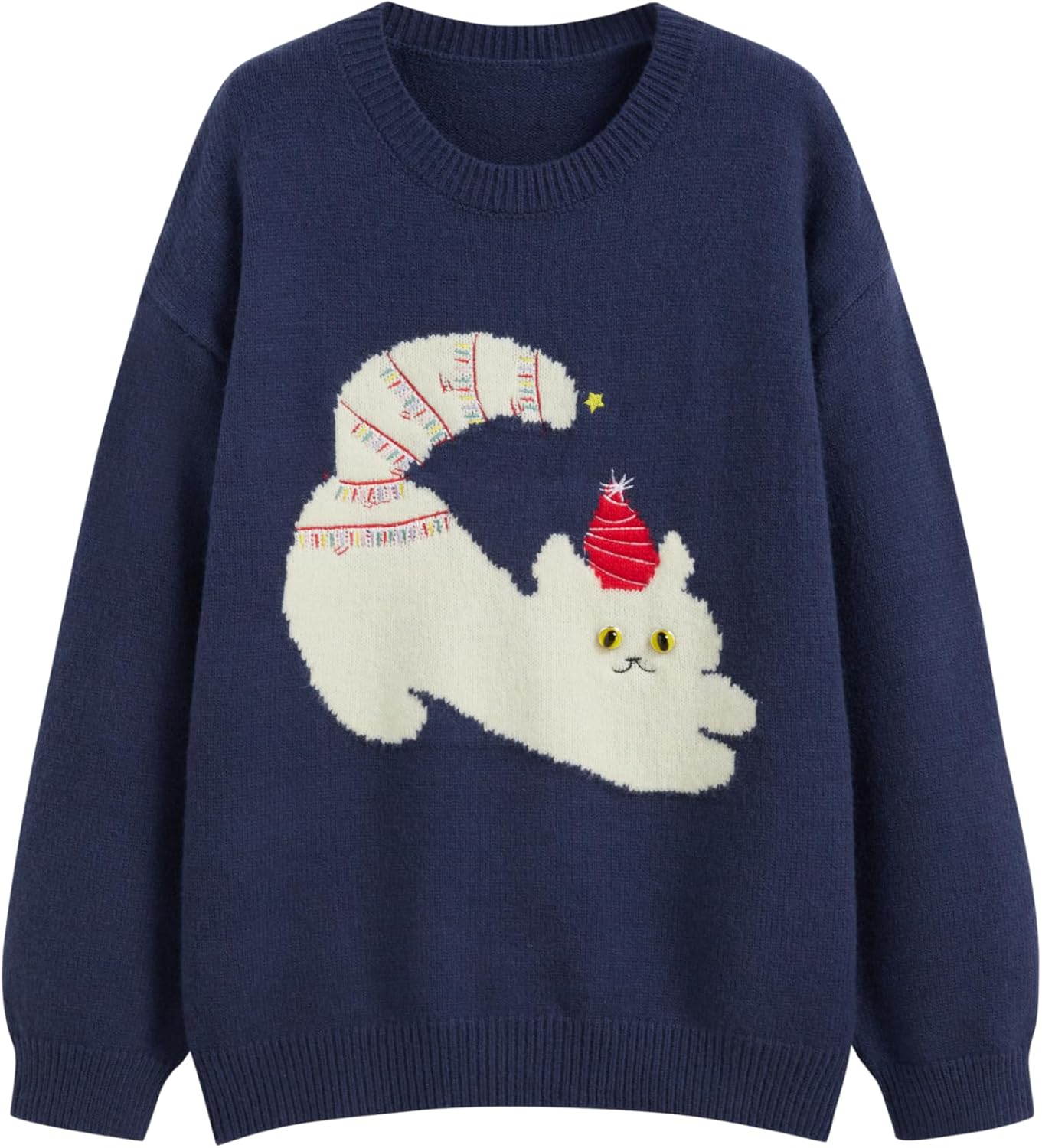 CIDER Womens Cat Sweater with Fun Graphic for Cozy Style