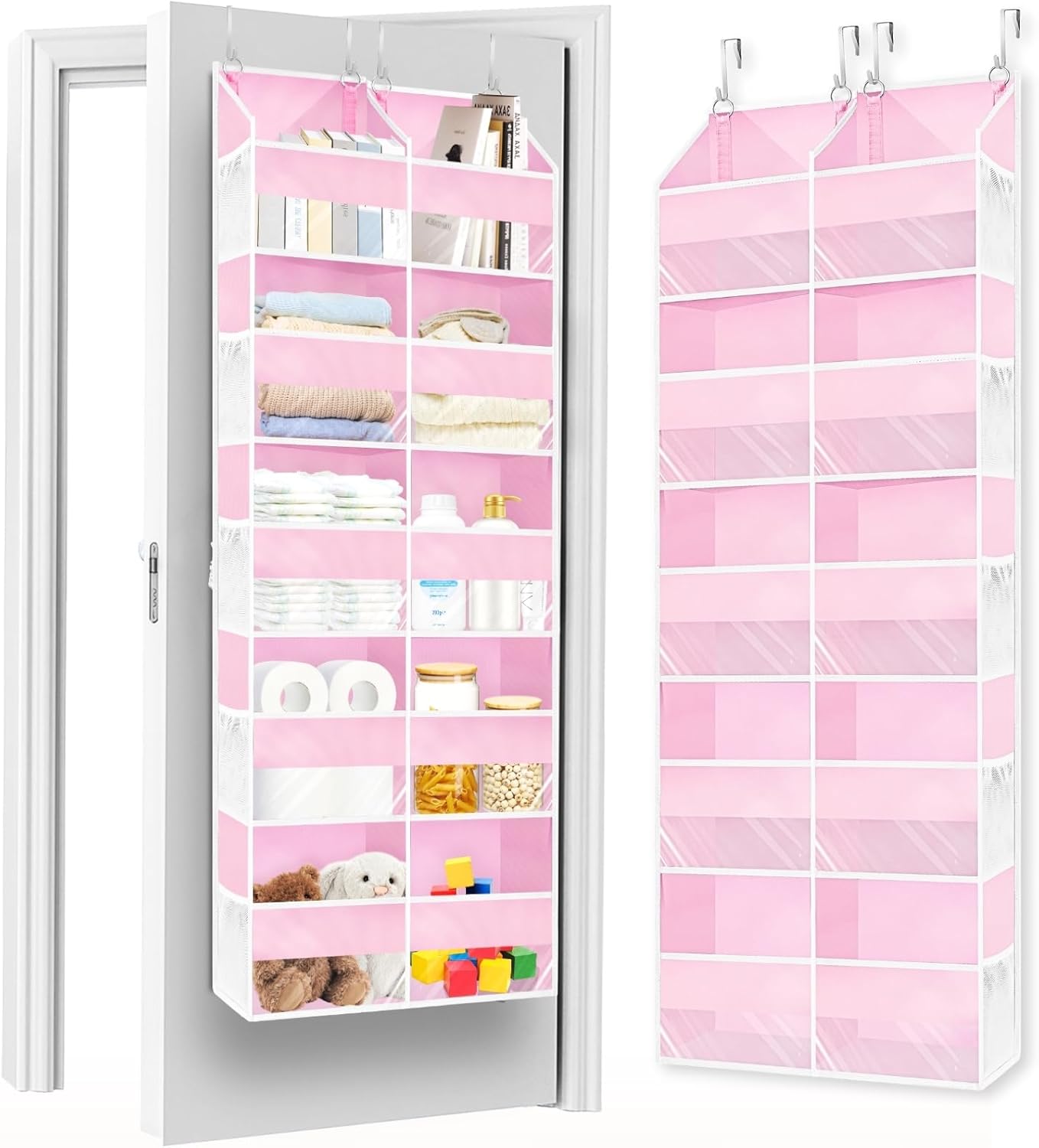 Pink Over The Door Organizer with 10 Compartments for Storage