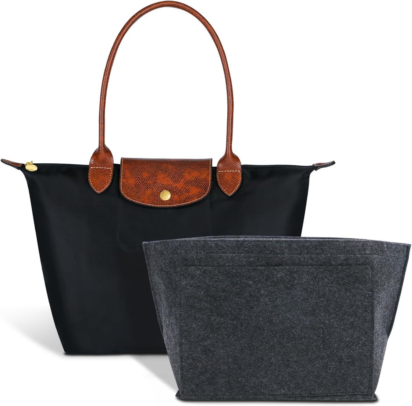 Tote Bag for Women with Purse Organizer - Foldable Nylon Design