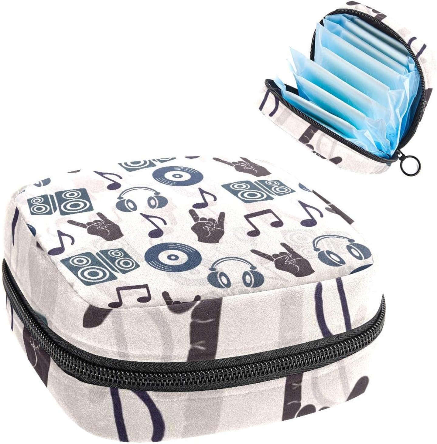 Portable Menstrual Pad Holder Bag - Music Notes Design