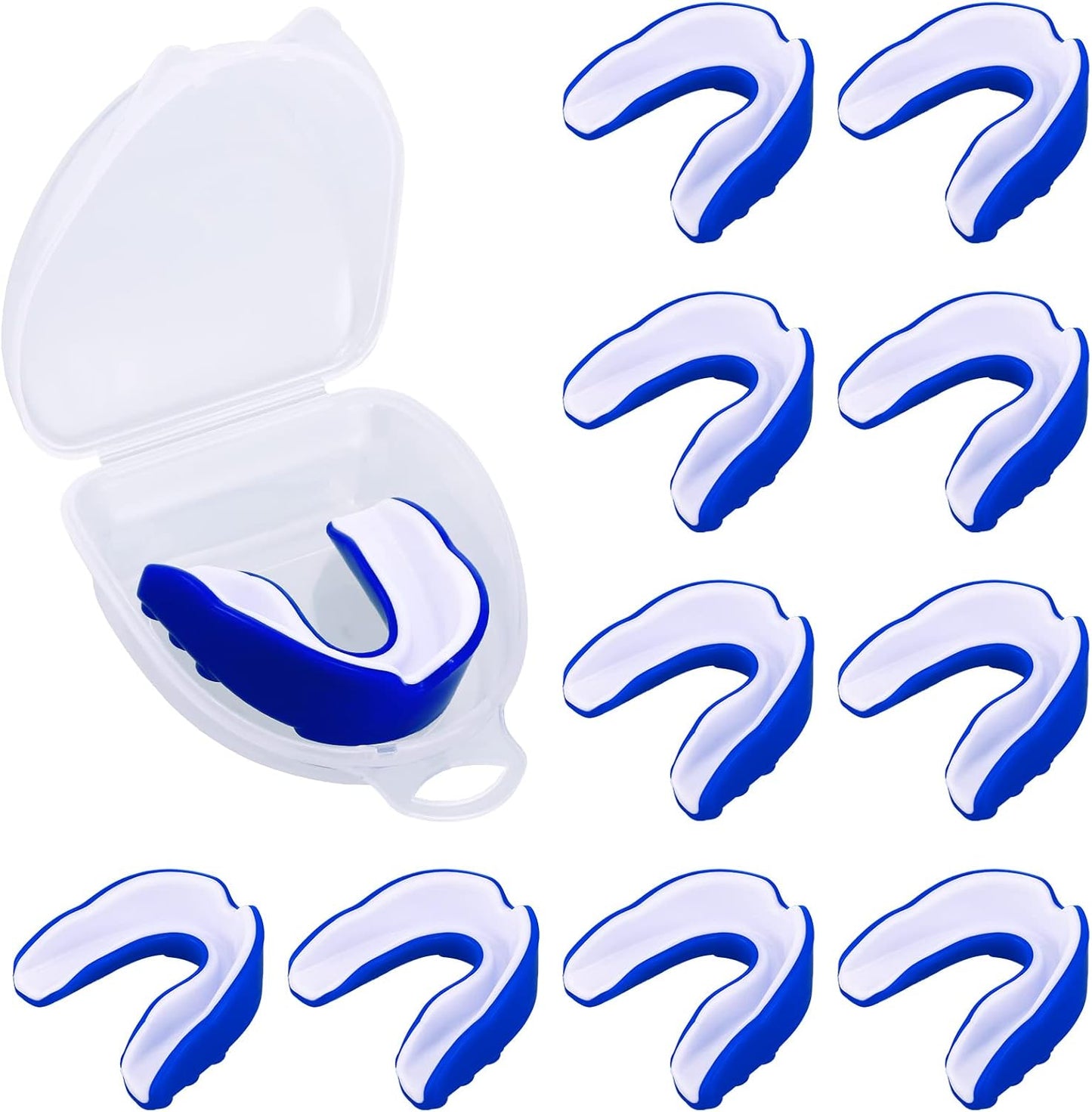 Protect Your Teeth with 10 Pcs Sport Mouth Guards in Blue & White