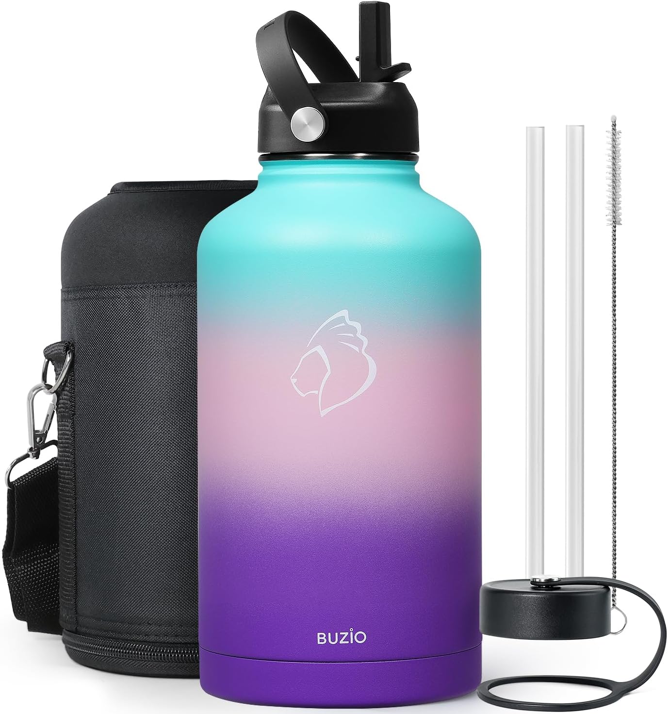 BUZIO 64oz Insulated Water Bottle for Cold Drinks on the Go