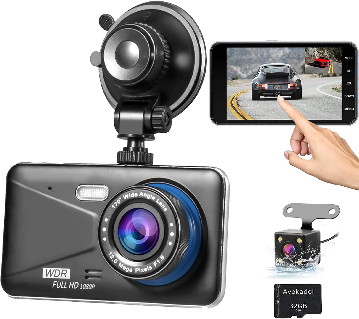 1080P Dual Dash Cam Set with Touch Screen - Enhance Your Drive