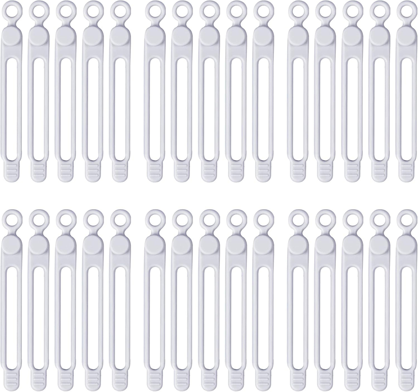 60pcs Reusable Silicone Cable Ties ~ Gray