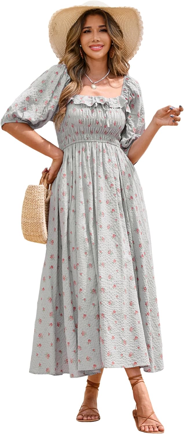 R.Vivimos Women Summer Half Sleeve Cotton Ruffled Dresses