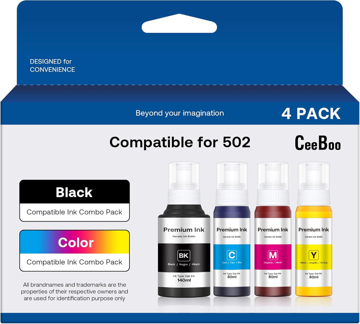 Epson 502 Ink Refill Bottles for ET Series Printers, CEEBOO