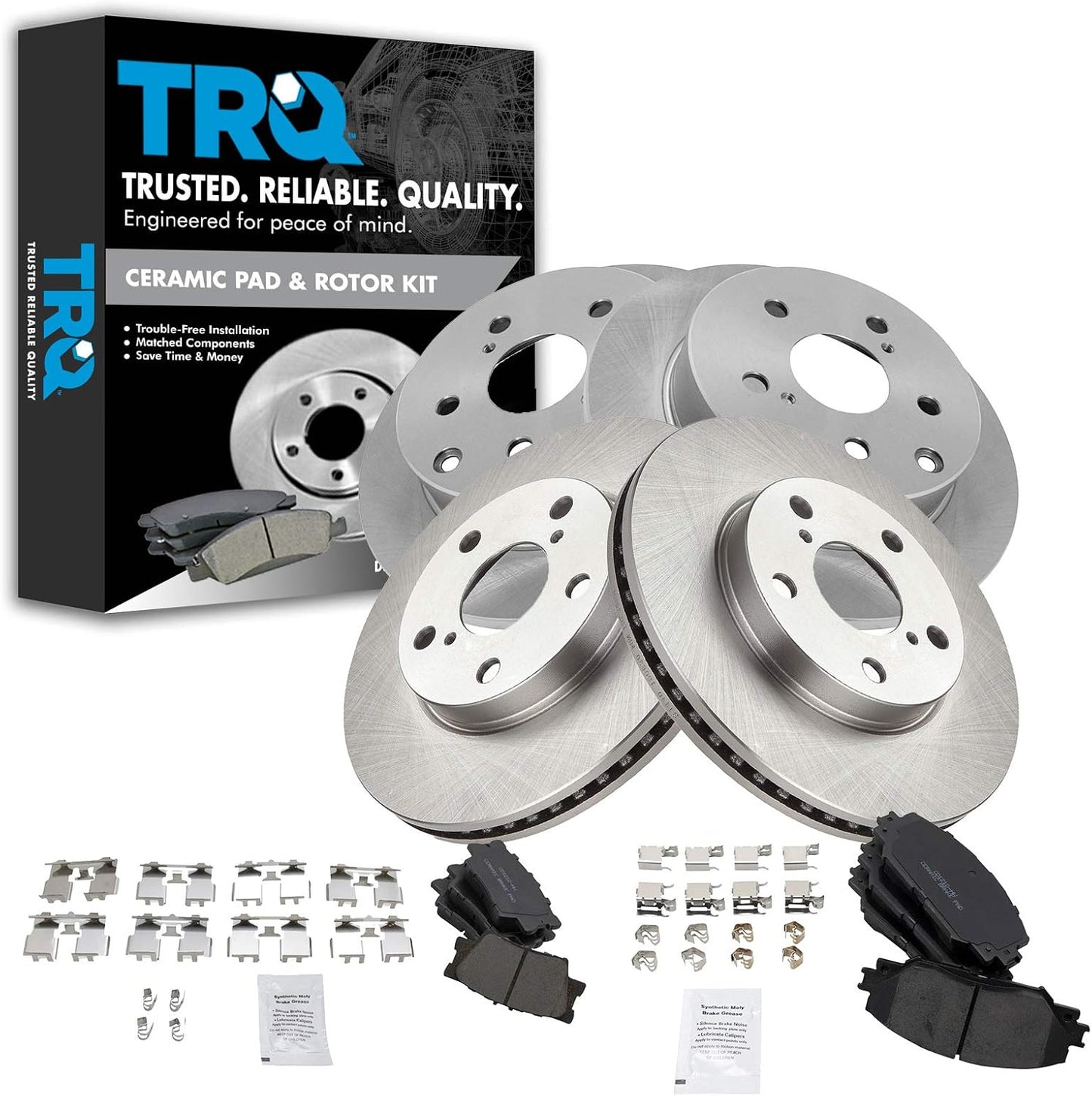 TRQ Front and Rear Brake Pad & Rotor Kit for Lexus and Toyota