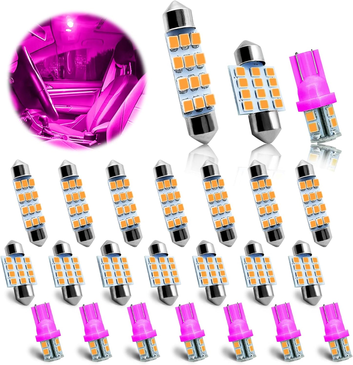 NTNEV Pink LED Car Interior Lights Kit