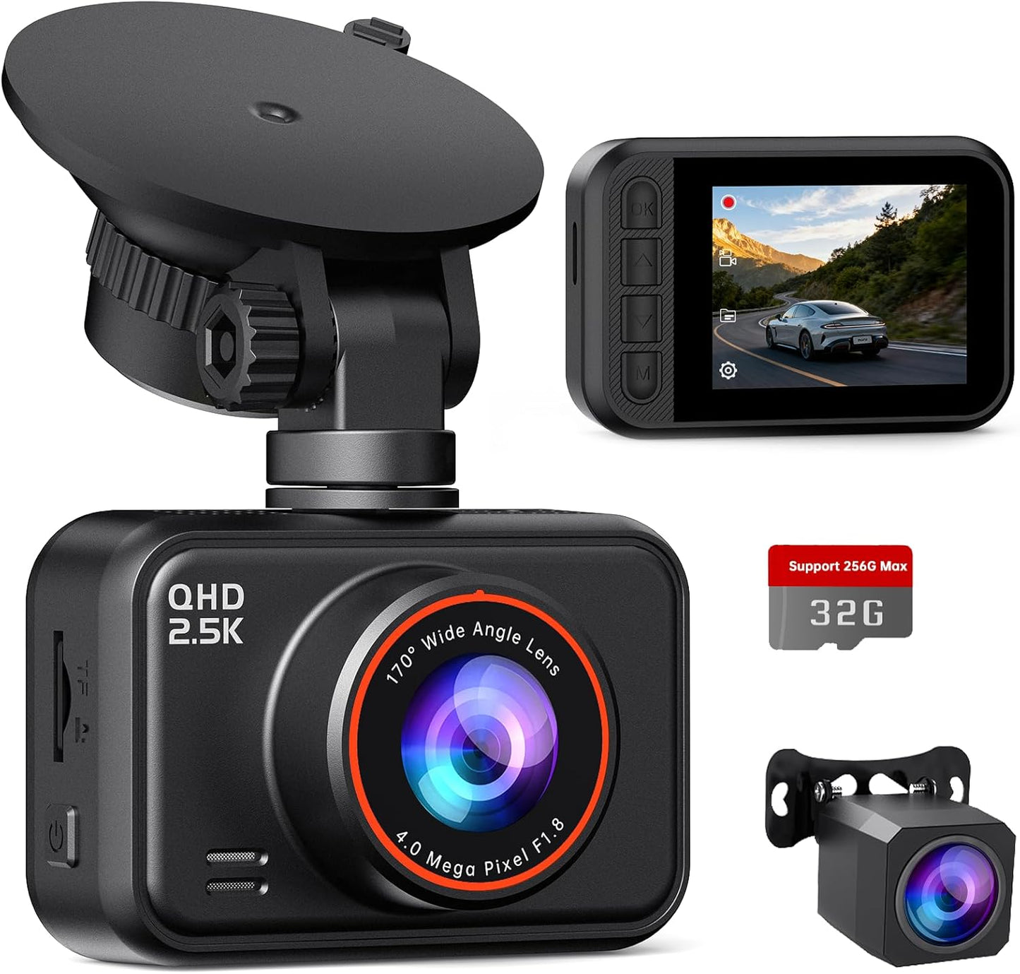 Dual Dash Cam Front and Rear 2.5K HDR Night Vision Camera
