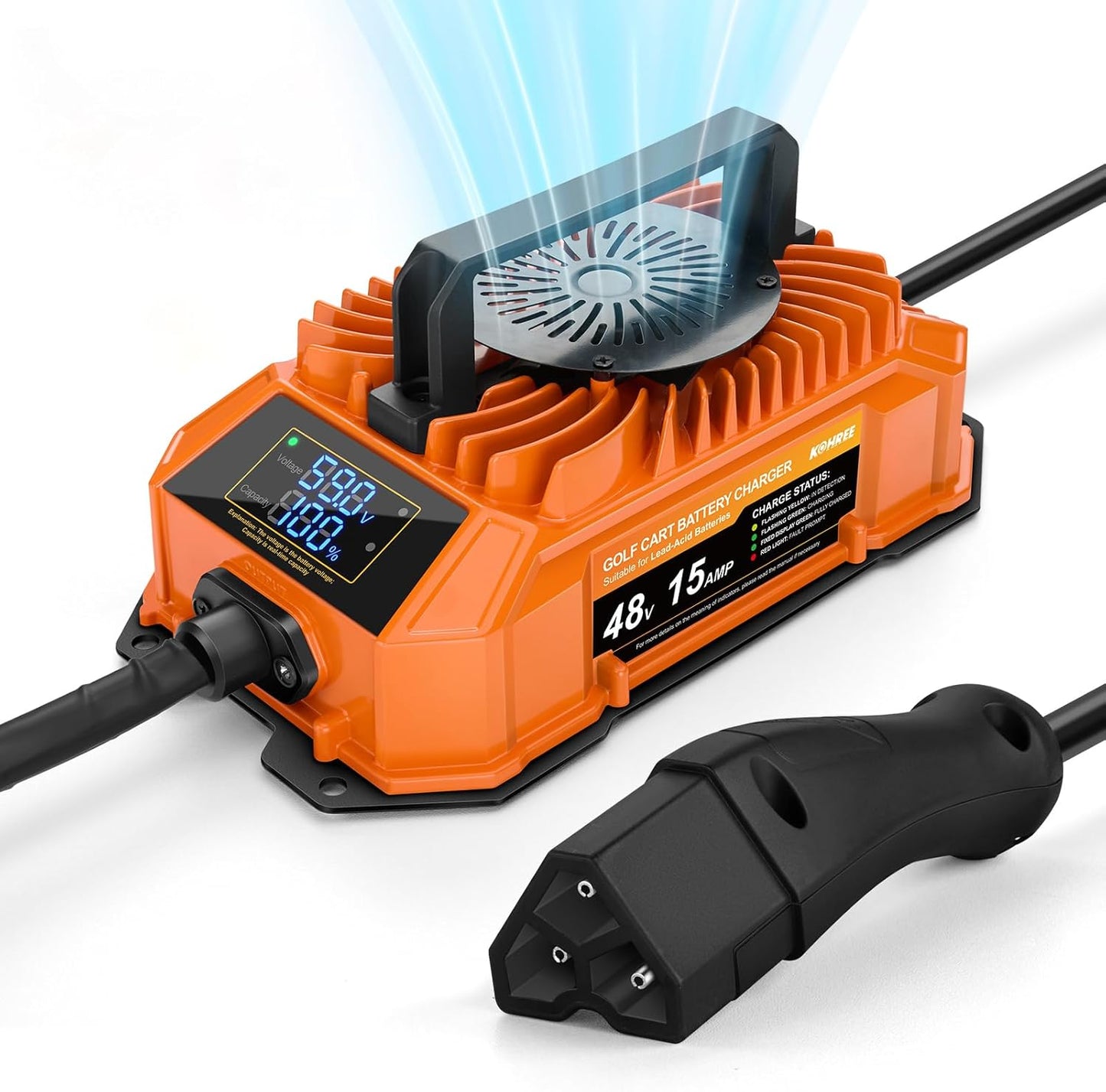 Kohree Golf Cart Charger 48 Volt 15 Amp with LED Display