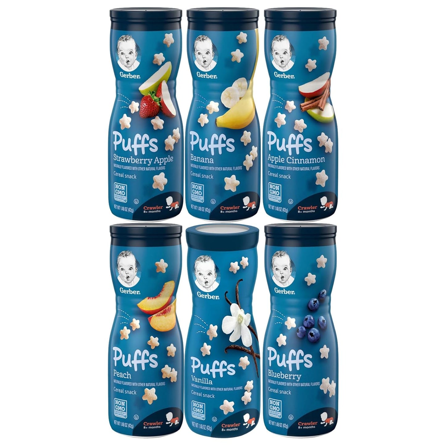 Gerber Puffs Variety Pack: Strawberry Apple, Blueberry & More