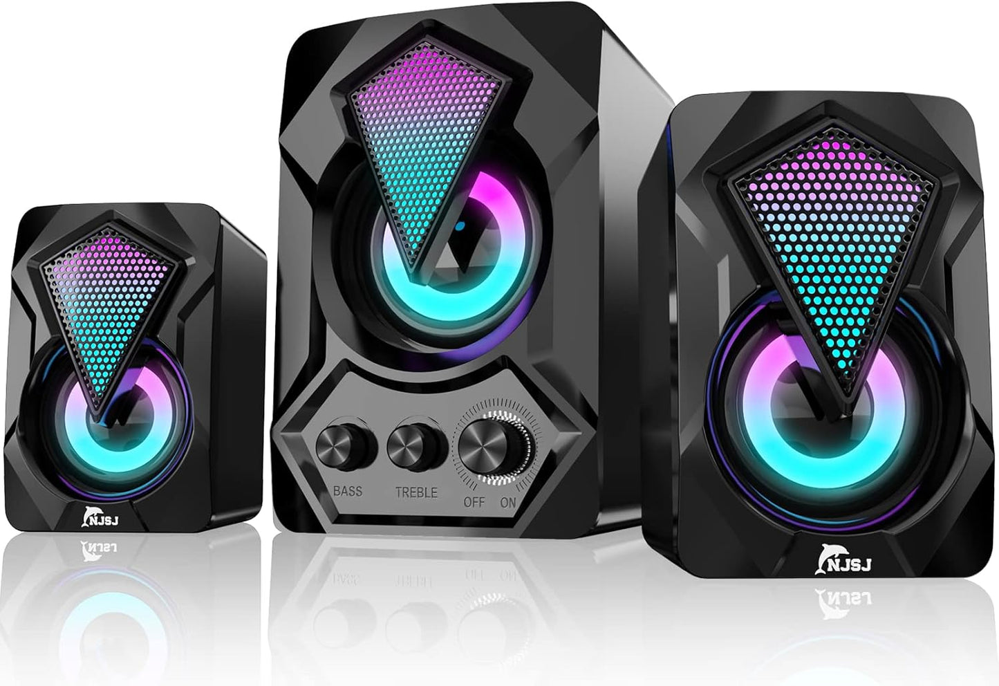 NJSJ Computer Speakers with Subwoofer and RGB Light for PC