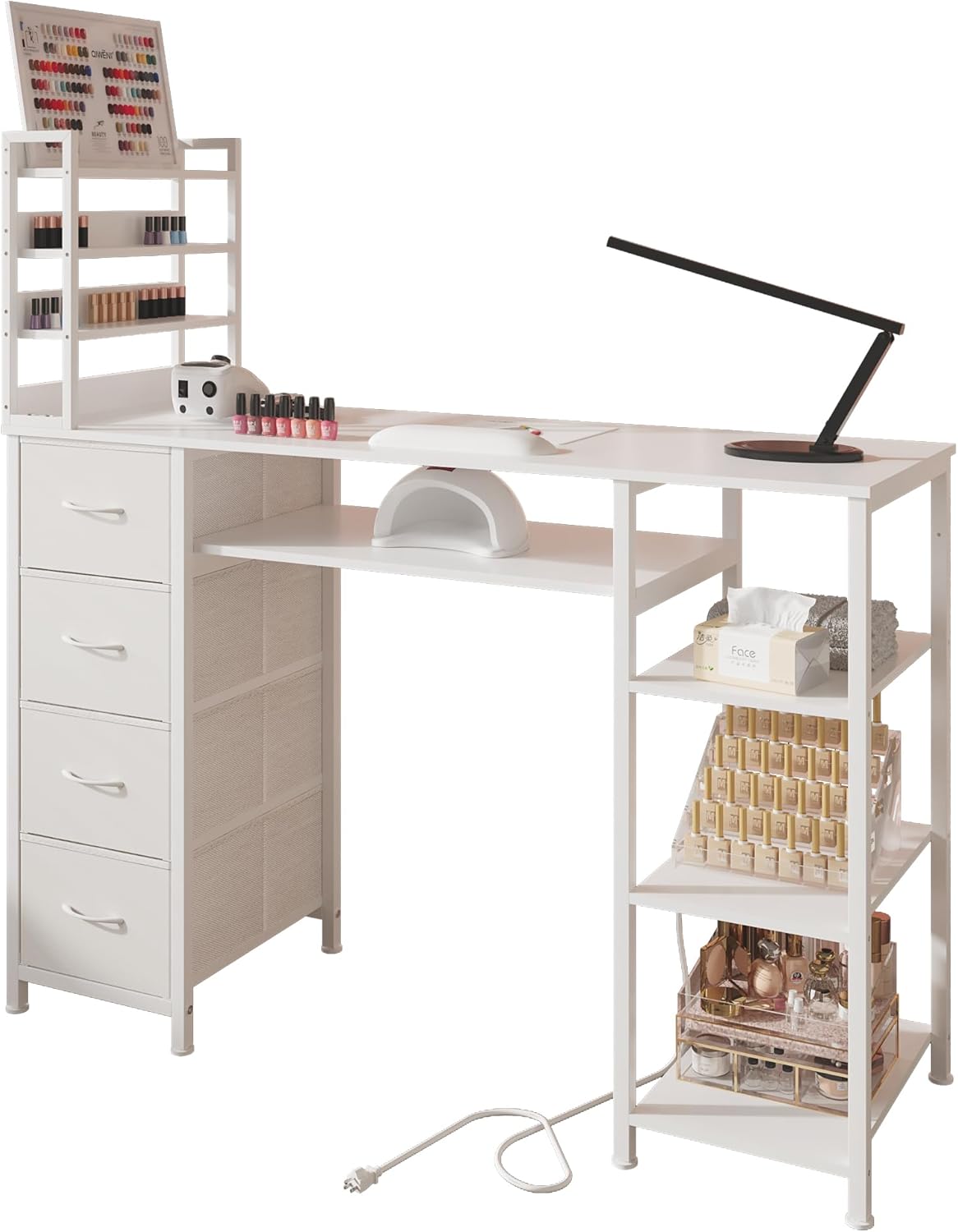 Manicure Table Nail Desk with Drawers and Power Outlet for Beauty