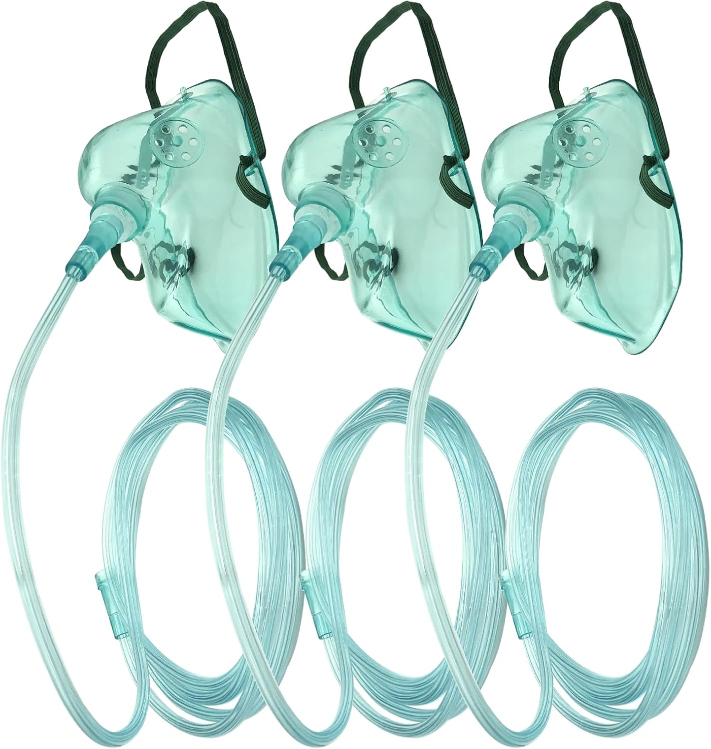 Adult Oxygen Mask 3-Pack - Adjustable Strap, Long Tube - Comfort & Mobility
