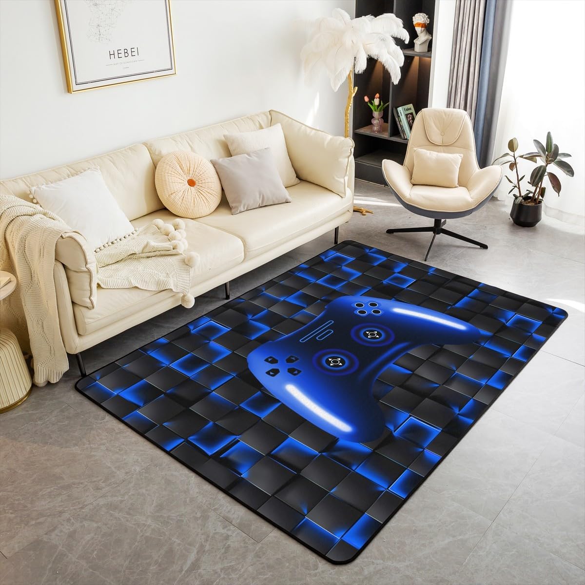 Kids Neon Gamer Rug 3x5 - Non Slip
