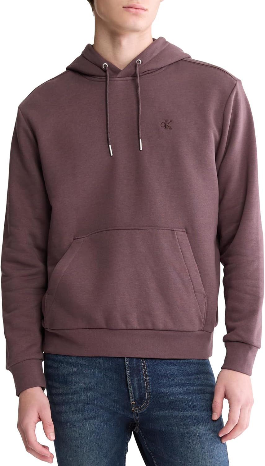 Calvin Klein Men's Monogram Logo Fleece Hoodie for Comfort