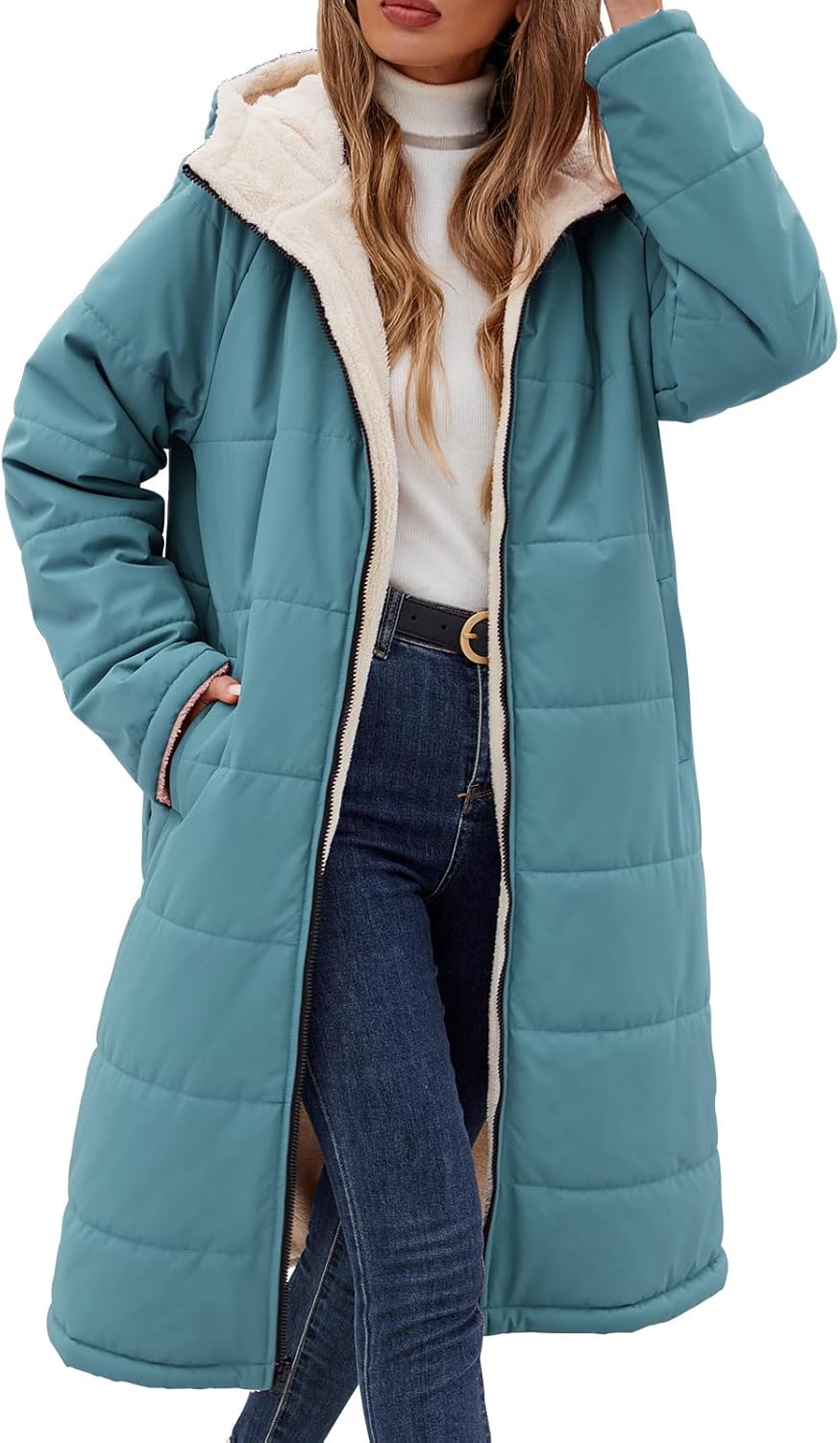 Yusongirl Womens Winter Long Coats Trendy Puffer Jacket