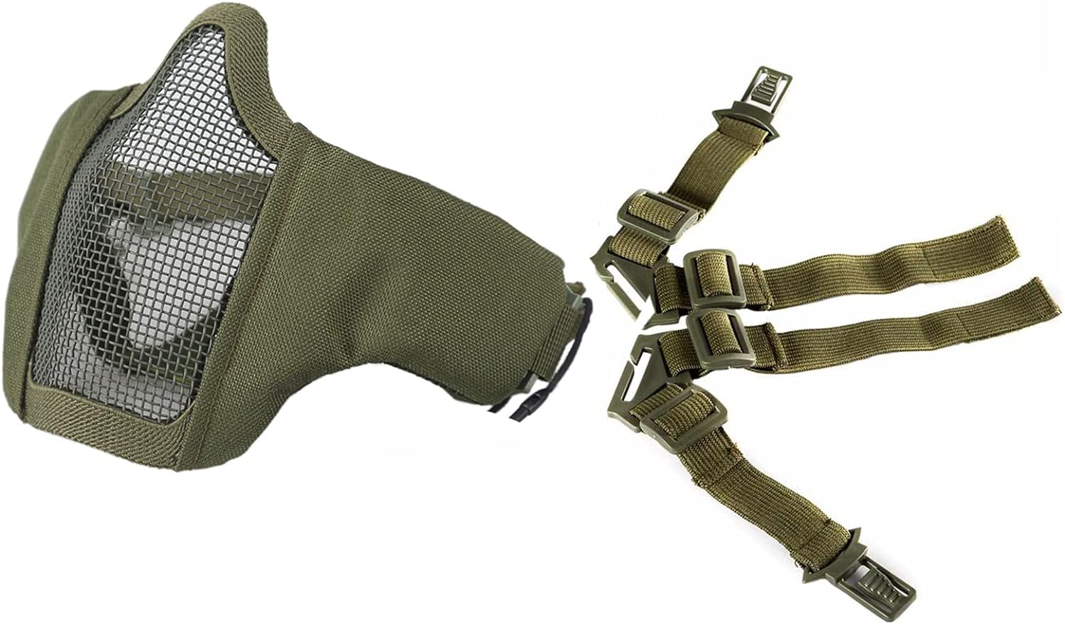 OneTigris Airsoft Foldable Half Mask Mesh Face Mask with Hearing Protection (Army Green OneTigris Airsoft Foldable Half Mask Mesh Face Mask with Hearing Protection (Army Green
