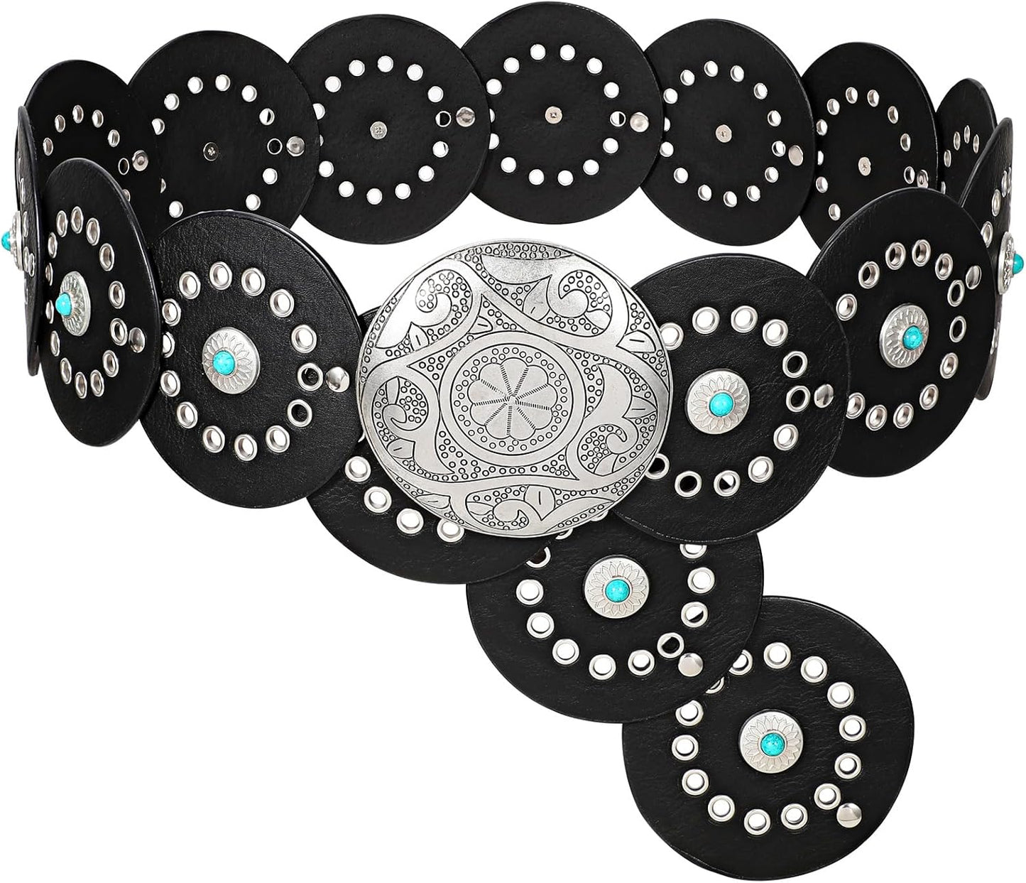 Stylish Western PU Leather Belts for Women with Concho Design
