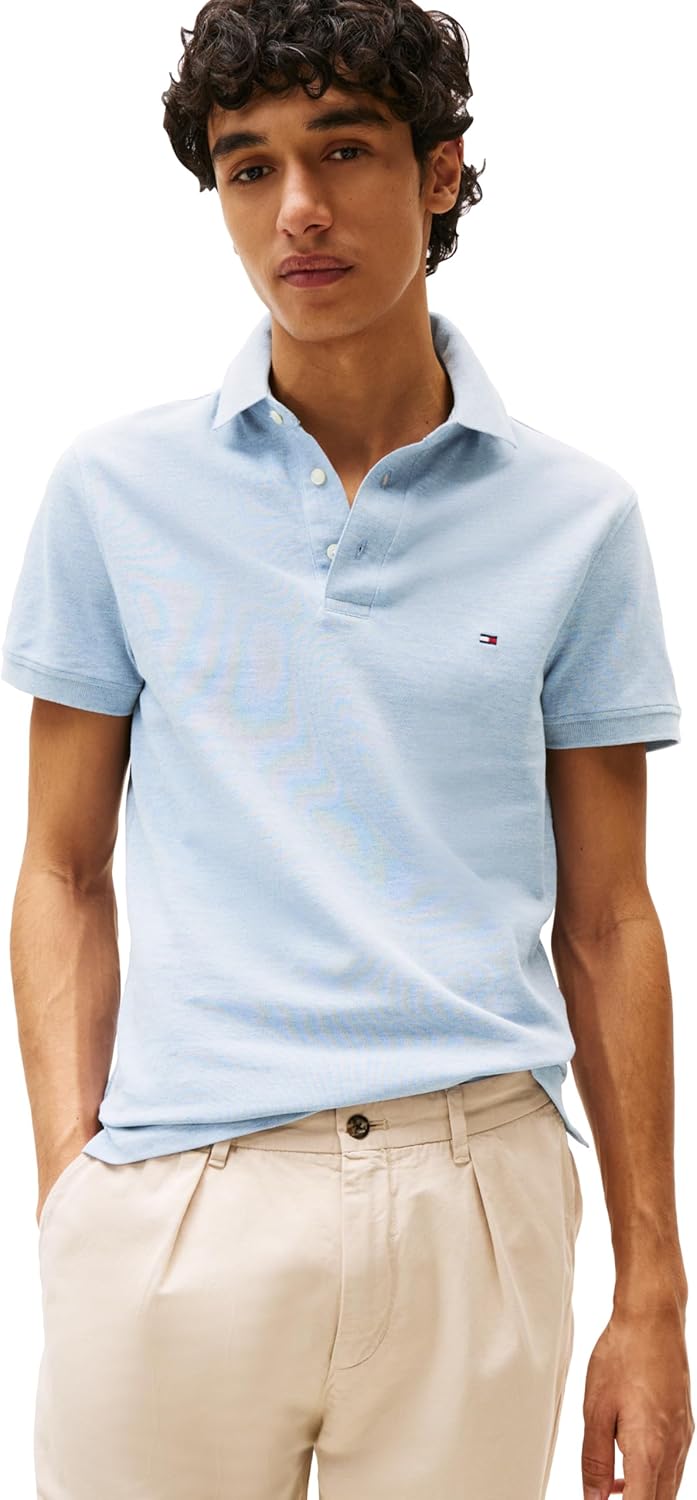 Tommy Hilfiger Mens Slim Fit Polo Shirts with Organic Cotton