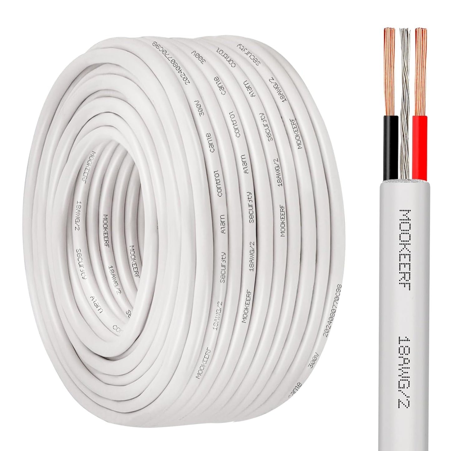 18 AWG 2 Conductor Shielded Plenum Cable for Security Systems