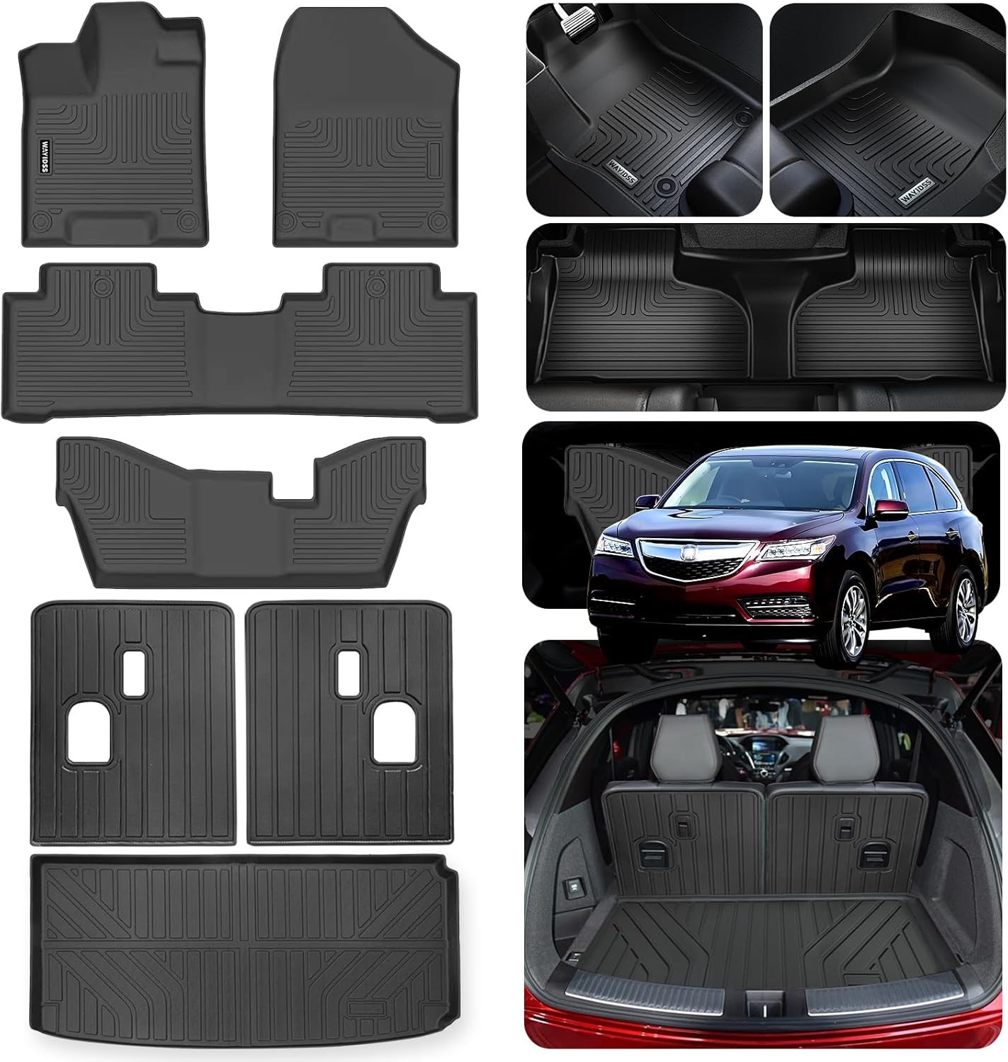 Custom Fit Floor Mats for Acura MDX 2014-2020 with Trunk Mat