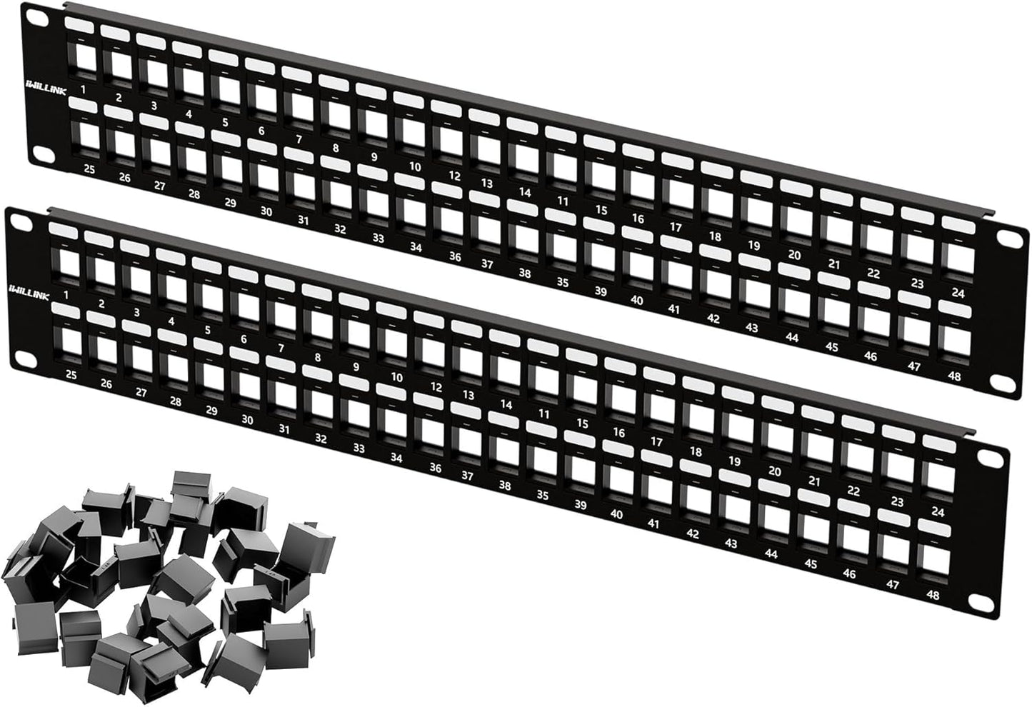 Iwillink 48 Port Patch Panel for Keystone Jacks - 2U Design
