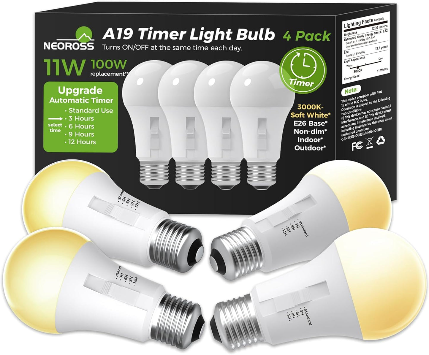 Upgraded Timer Light Bulb with Flexible Auto Off Settings