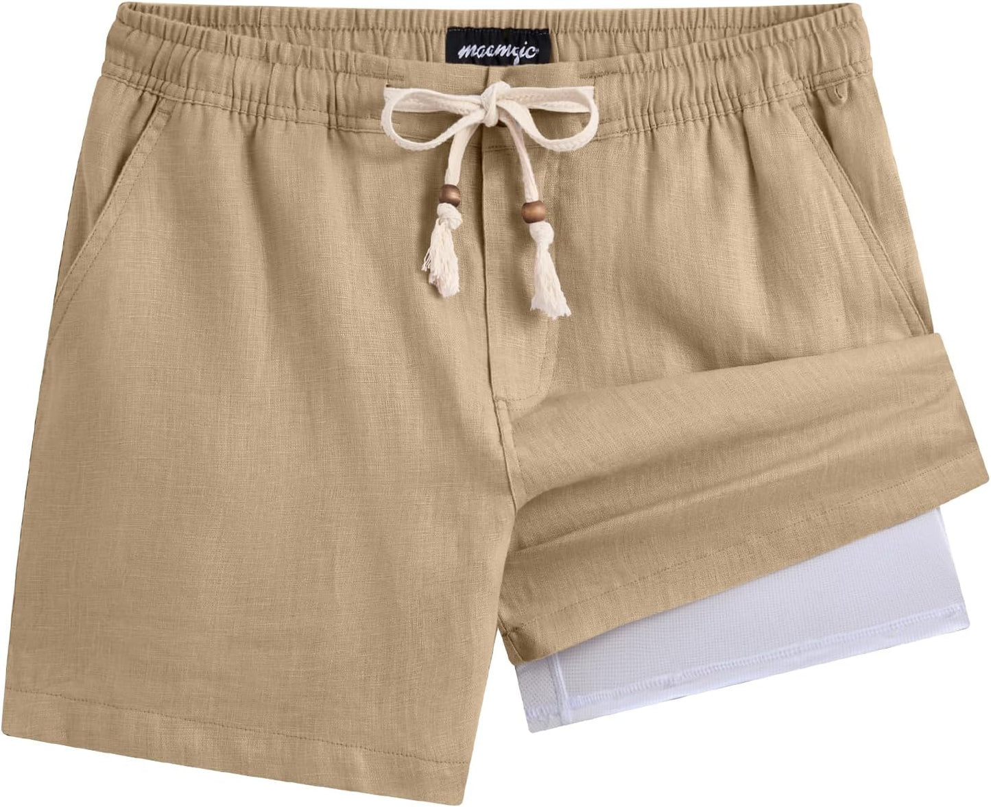 maamgic Mens Casual Linen Shorts for Summer Comfort and Style