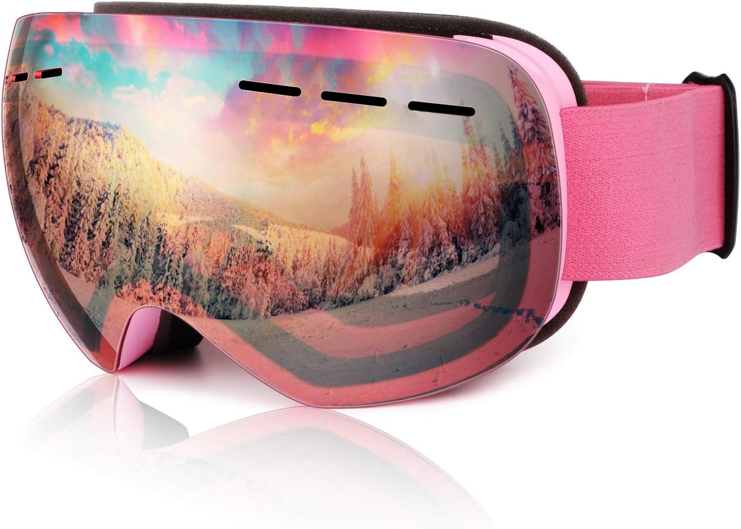 Ski Goggles: Frameless Anti-Fog OTG Design
