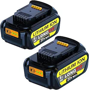 LONG FIT 2 Pack Replacement for DeWalt 20V Battery 6.0Ah