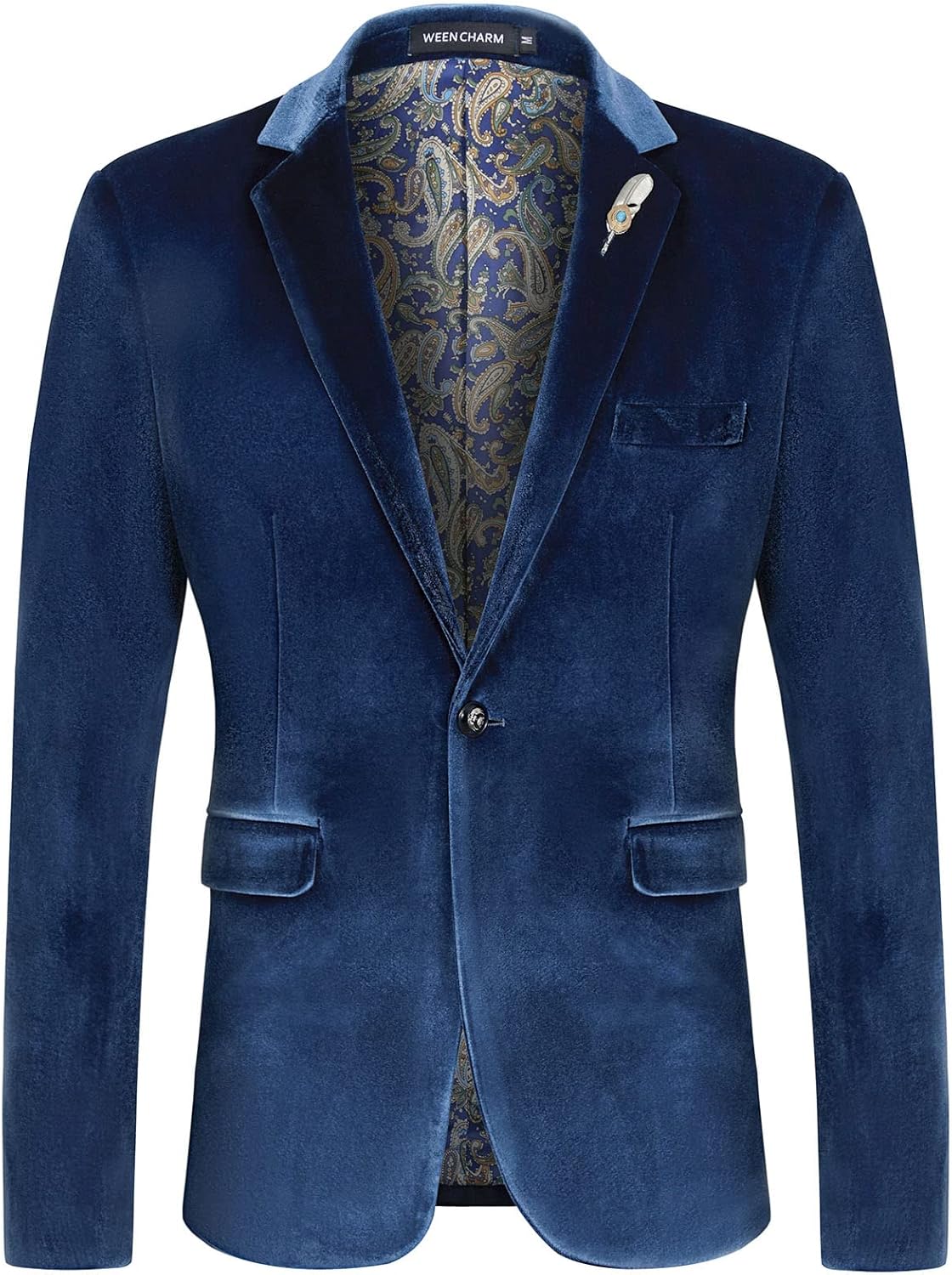 Stylish Velvet Blazer for Men Slim Fit One Button Tuxedo Jacket