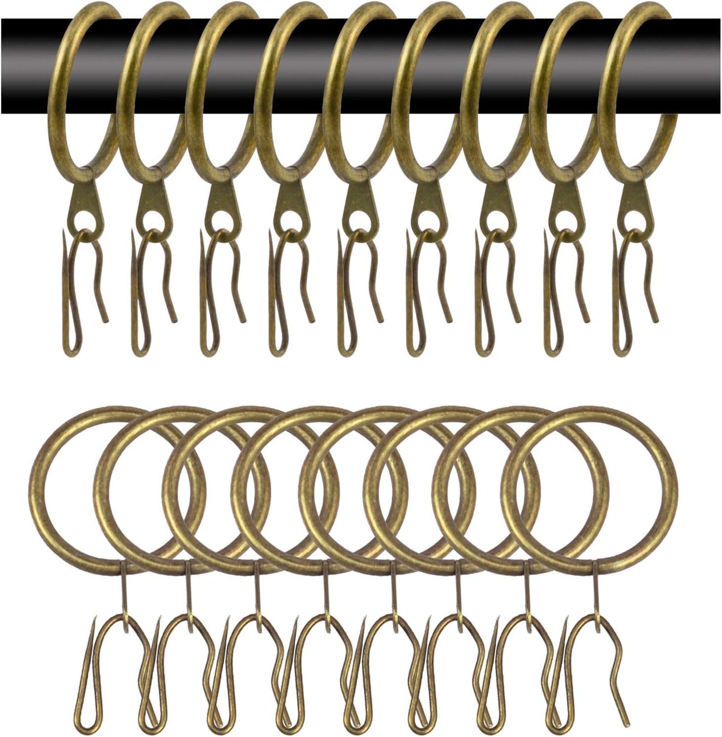 WISION Metal Curtain Rings & Hooks Set - Securely Hang Curtains with Ease!