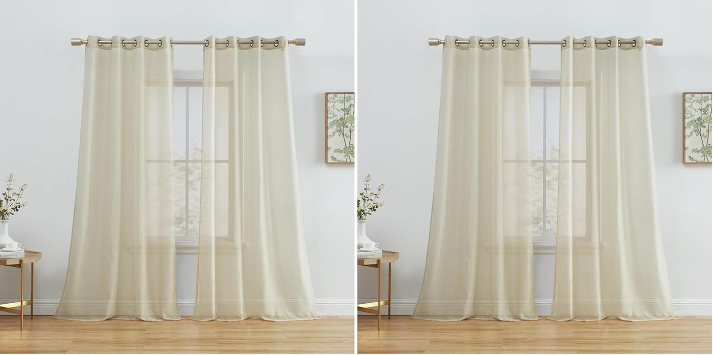 HLC.ME 2 Piece Semi Sheer Voile Light Filtering Curtains