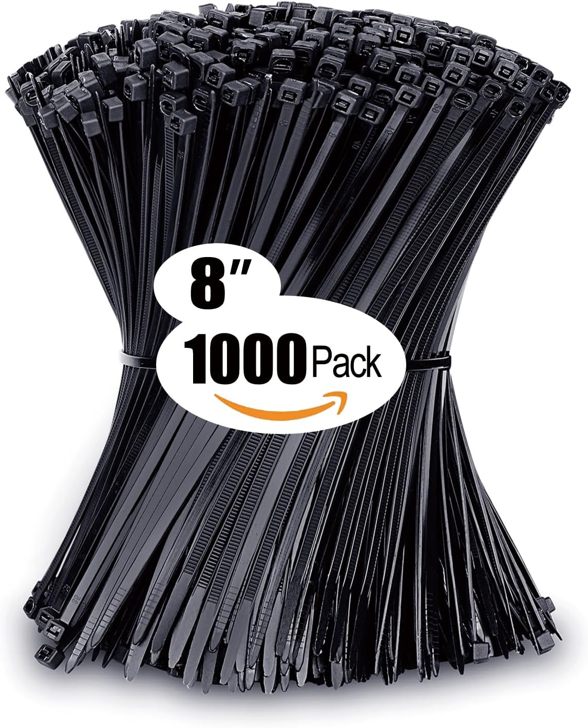 1000-Pack ANOSON Black 8 Zip Ties - 40lb Strength