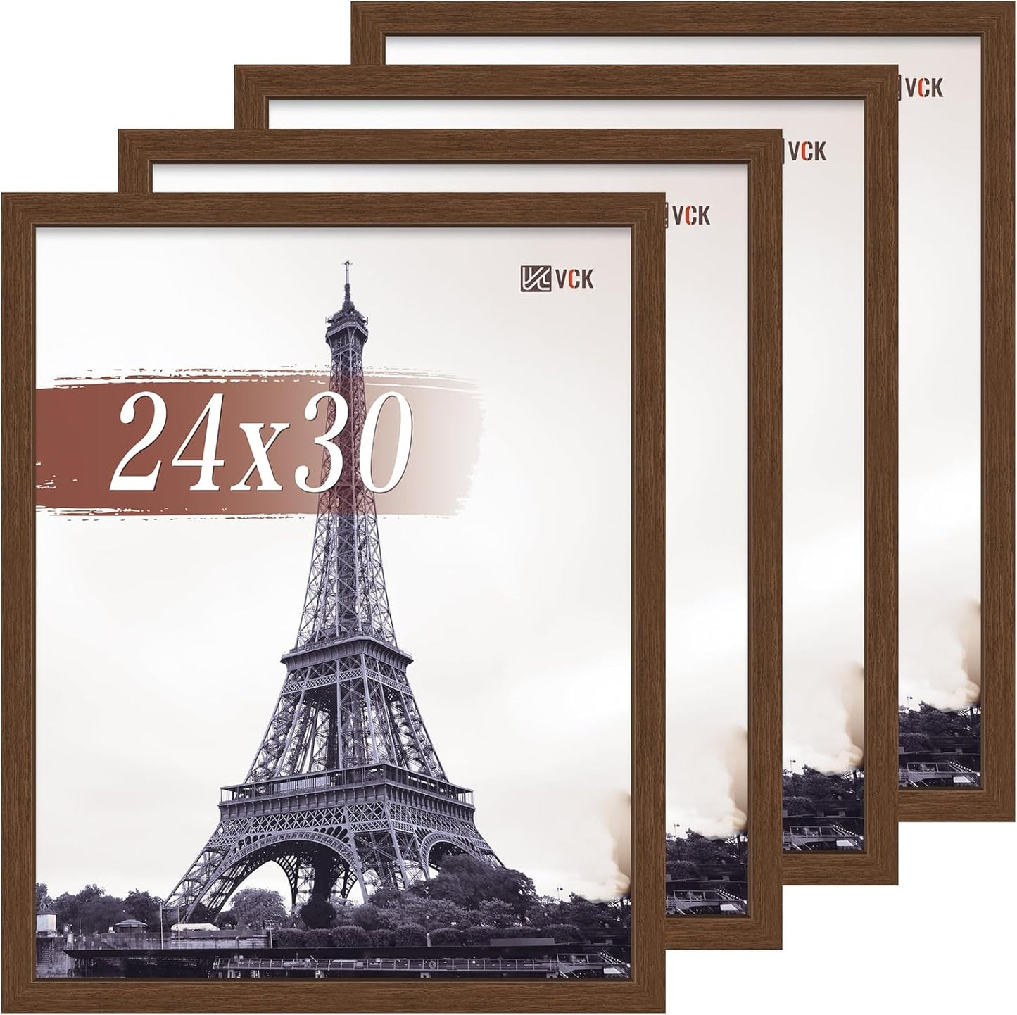 VCK 24x30 Poster Frame Set of 4 - Brown Wood Gallery Frames