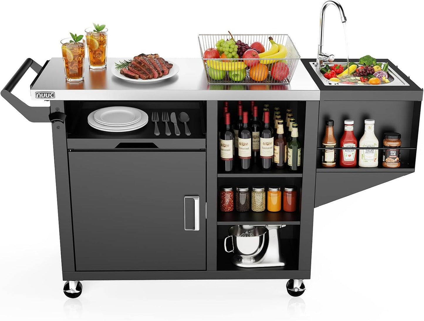NUUK Grill Cart with Sink and Storage for Outdoor BBQ Fun