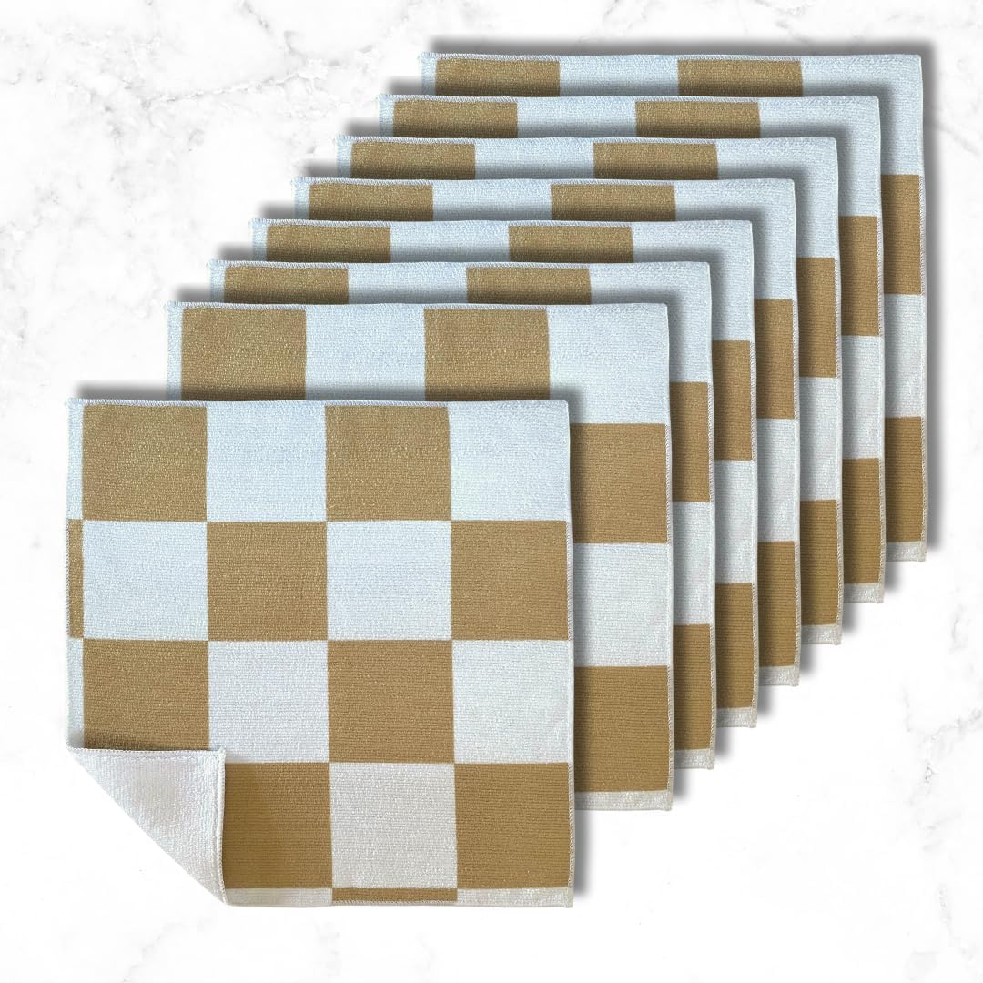 Premium Latte Microfiber Cloths 8 Pack - Clean with Style!