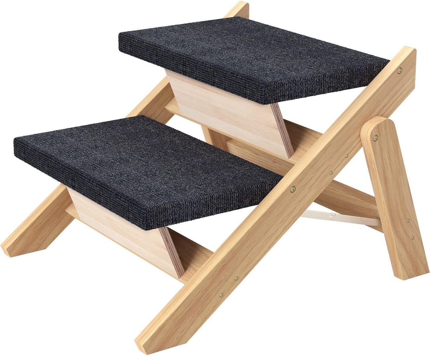 Pet Stairs for Small Dogs, 2-in-1 Foldable Wood Ramp