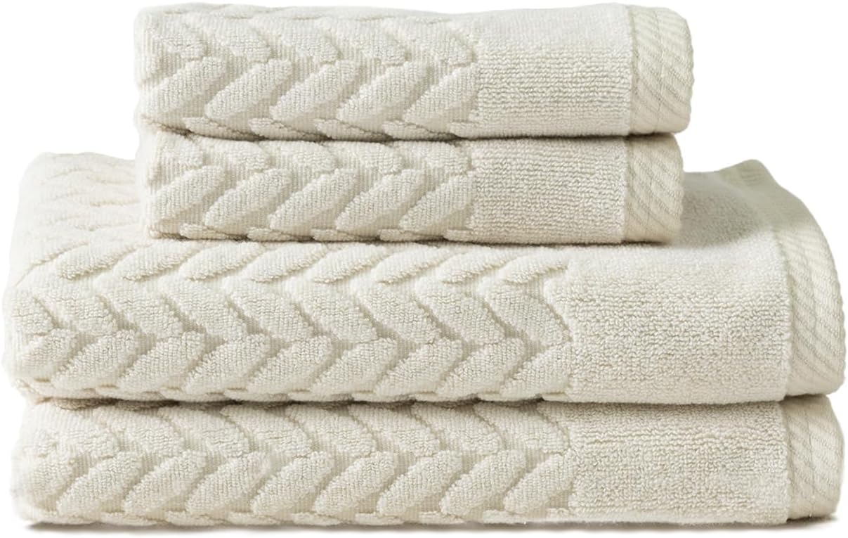Luxurious 100% Organic Cotton Cable Jacquard Towel Sets