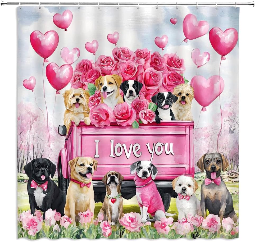 Adorable Puppy Love Shower Curtain Set