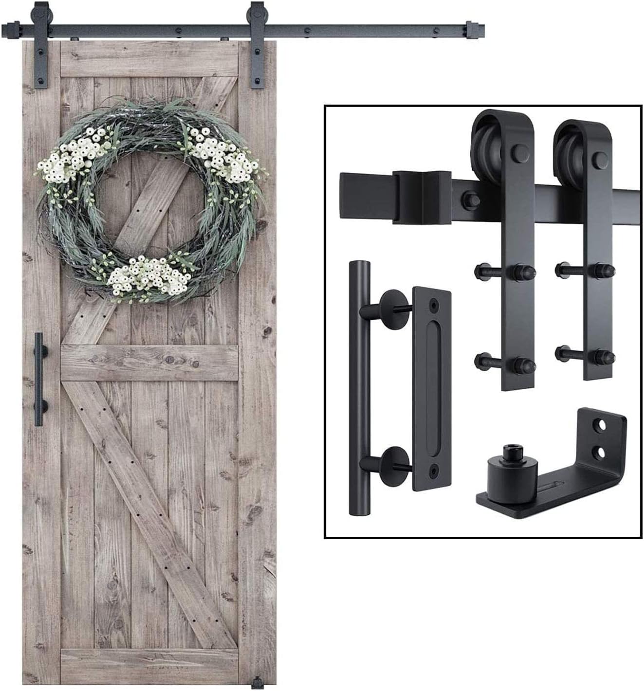 SMARTSTANDARD 5FT Sliding Barn Door Hardware Kit for Easy Install