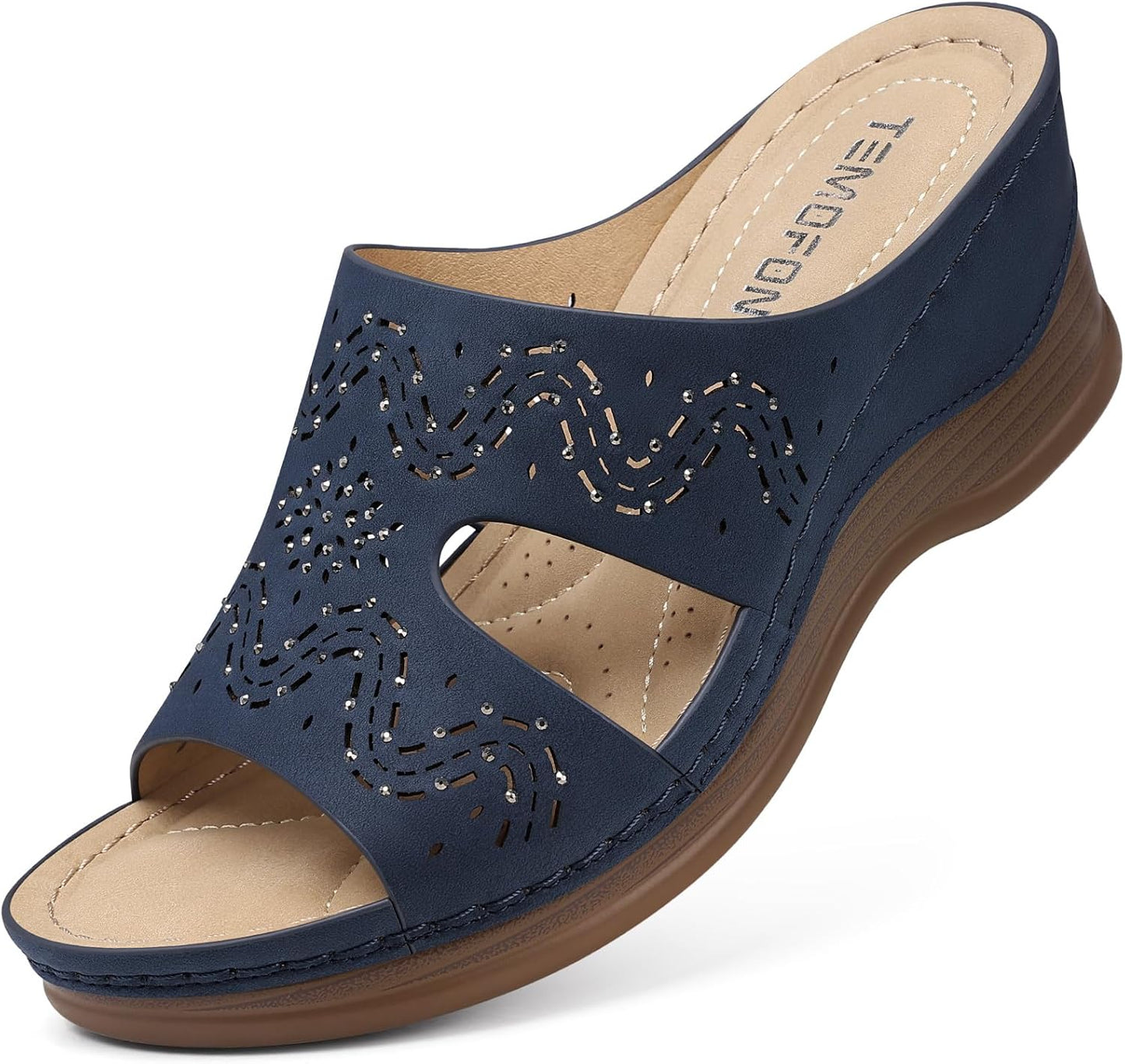 TEMOFON Women Wedge Sandals: Comfortable Summer Slip-On Footwear