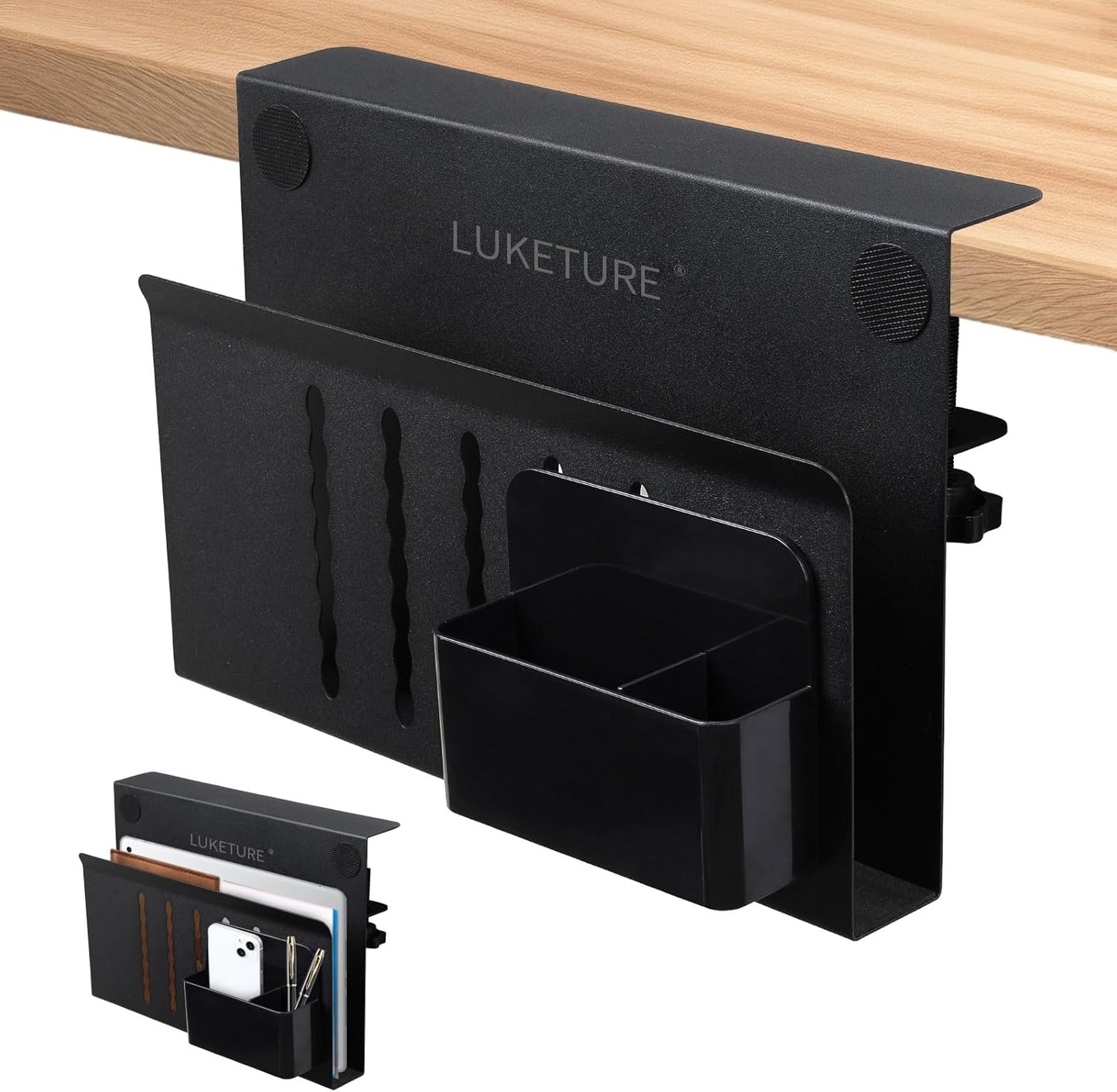 LUKETURE Clamp-On Laptop Holder & Organizer