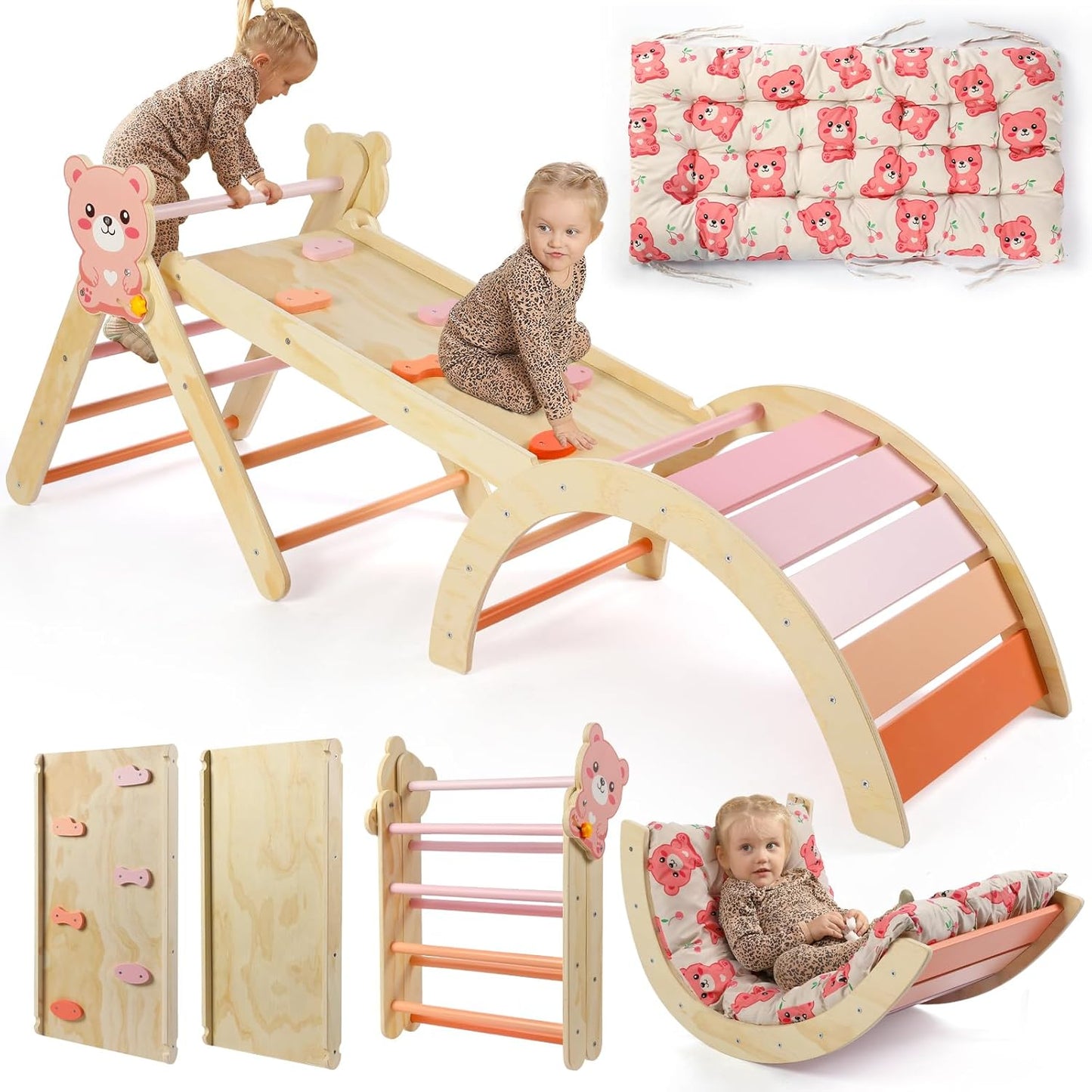 Pikler Triangle Set with Cushion for Safe Indoor Climbing Fun