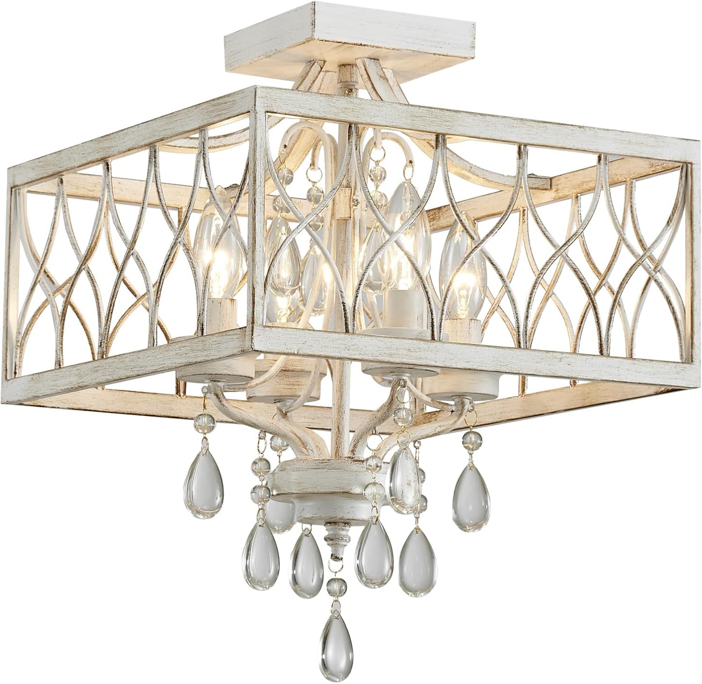 Crystal Semi Flush Mount Ceiling Light for Modern Home Decor